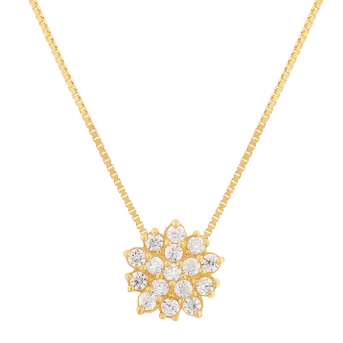 Gargantilha Flor Diamantes Ouro 18k 750
